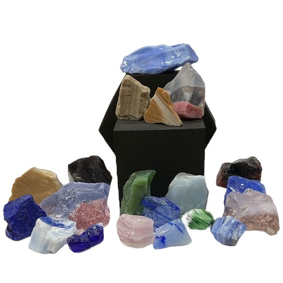 Art Glass Cullet Slag Glass Assortment 2 LBS Bundle #5A1 - Picture 1 of 5